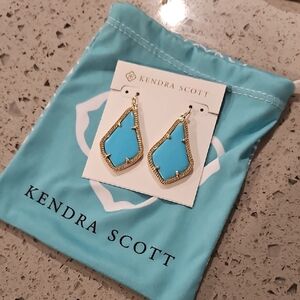 NWT Kendra Scott Alex Blue and Gold Earrings